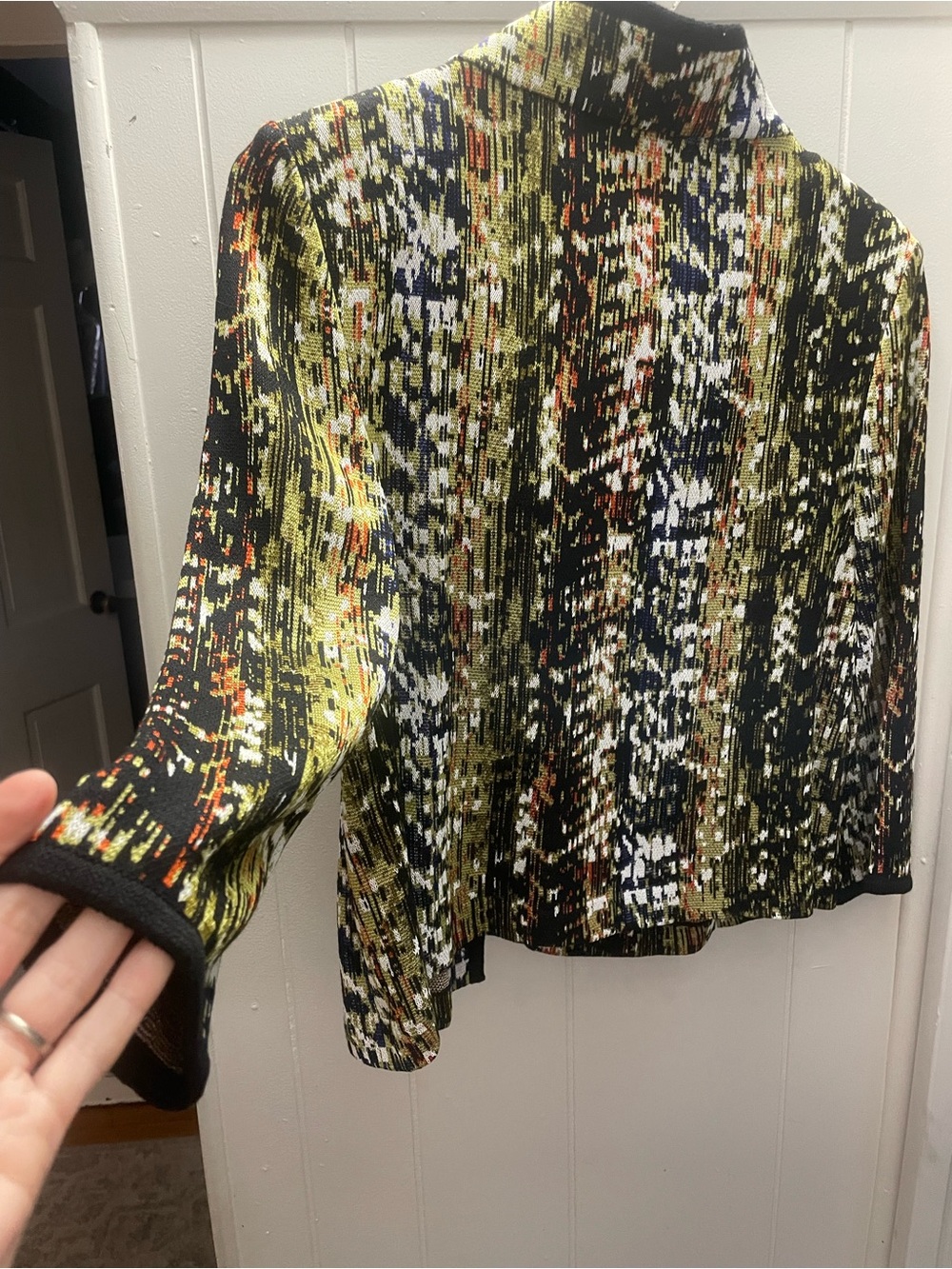 St. John Collection Knit Jacket Size 6 Abstract Jacquard Cardigan Blazer - Picture 5 of 9